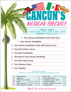 Menu - Cancun's Red Oak - Menu Insert (2011)